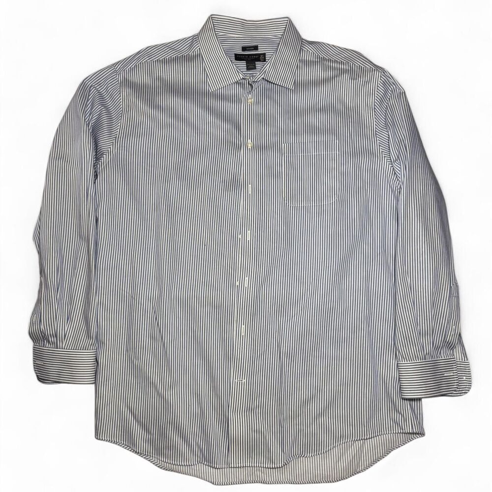 Pronto Uomo Non-Iron Dress Shirt Blue Stripe Tall Fit